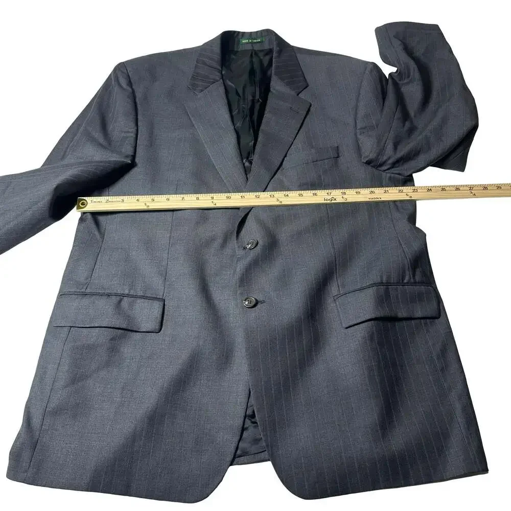 Lauren Ralph Lauren Men 48R Gray Pinstripe Pure New Wool Blazer Sport Woolmark